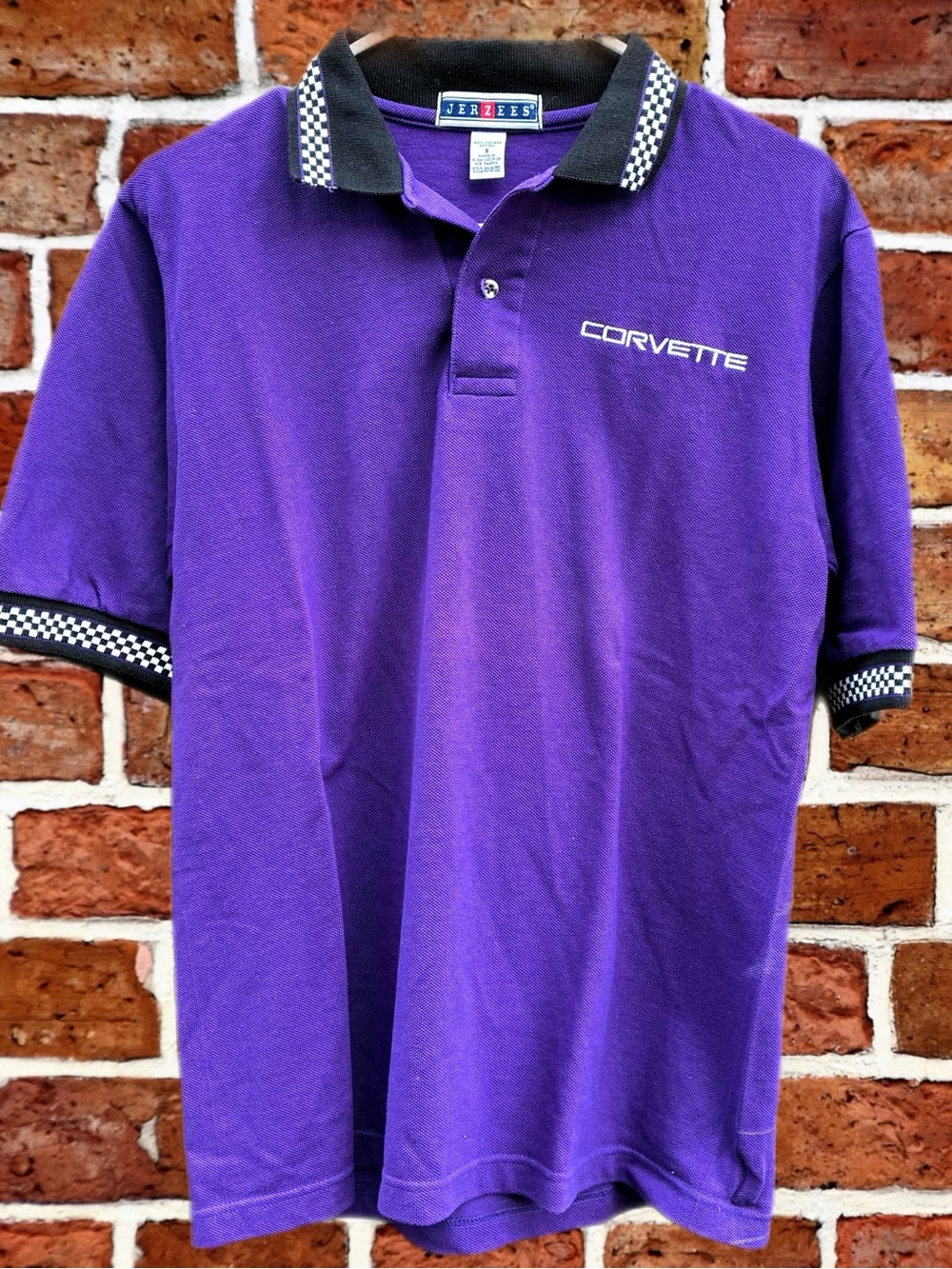 Jerzees Purple Corvette Polo with Black Checkered Trim